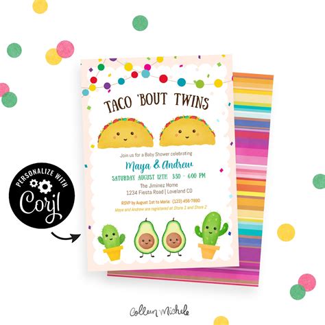 Taco Bout Twins Shower Invitation Instant Download With Cute Etsy