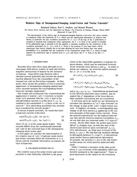 PDF Relative Sign Of Strangeness Changing Axial Vector And Vector