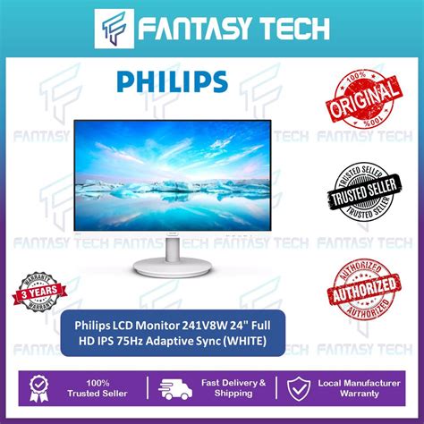 Philips LCD Monitor 241V8W 24 Full HD IPS 75Hz Adaptive Sync WHITE