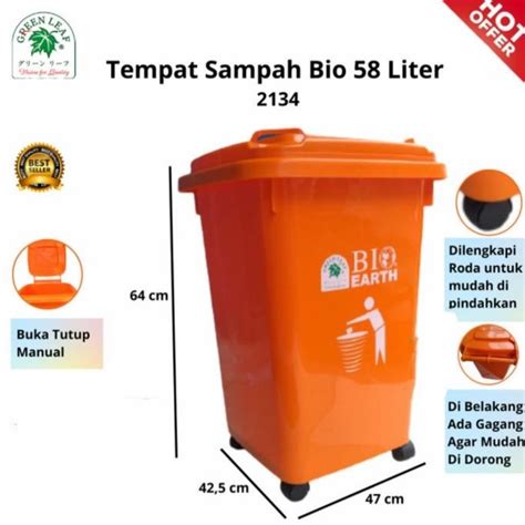 Jual Tempat Sampah Besar Roda 58 Liter Green Leaf 2134 Tong Sampah Roda