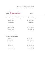 Factor Quadratic Equations: A Step-by-Step Guide | Factoring | Course Hero