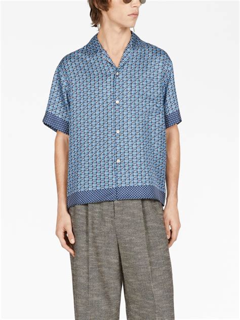 Gucci Geometric Interlocking G Print Silk Shirt Farfetch