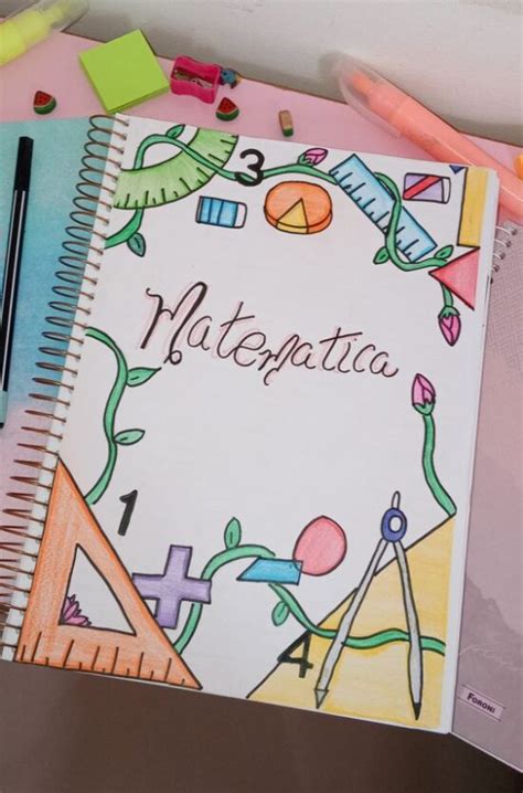 Portadas de matemáticas ideas fáciles cuadernos carátulas dibujos