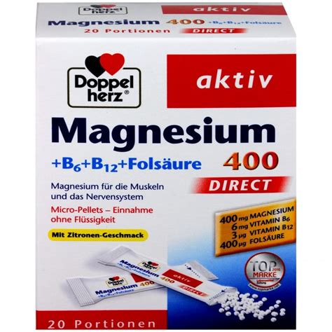 Doppelherz Magnesium 400 B6 B12 Folsäure DIRECT 20 St PZN