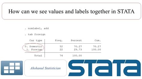 How Can We See Values And Labels Together In Stata Youtube