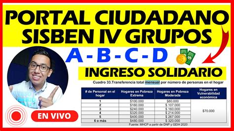 EN VIVO Ingreso Solidario Nuevos Valores Portal Ciudadano Sisbén