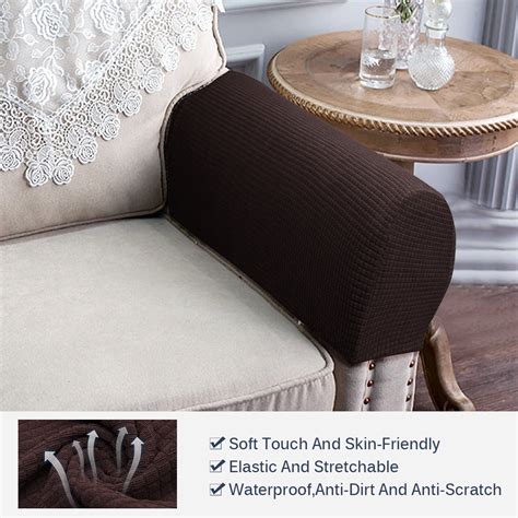 Waterproof Stretch 2 Piece Armrest Cover Furniture Slipcovers Chair Arm ...