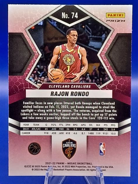 2021 22 Panini Mosaic Rajon Rondo Gold Wave Prizm 74 SP EBay