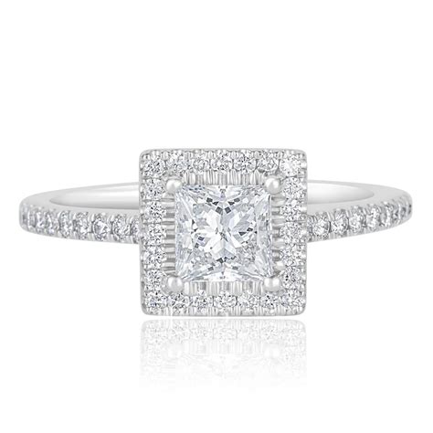 Princess Cut Diamond Halo Ring 1 10ct Pravins