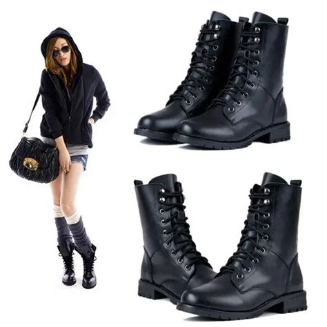 Retro Combat boots Women's boots Winter England style fashionable ...