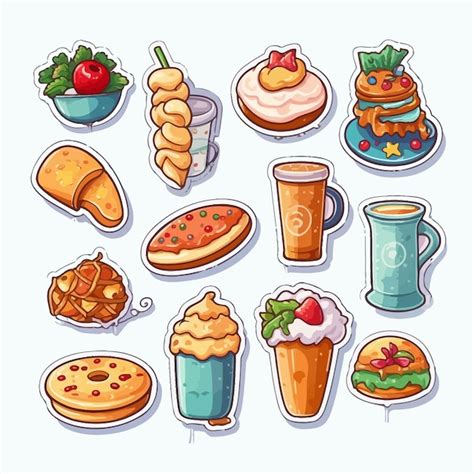 Premium Vector Food Sticker Set Vector