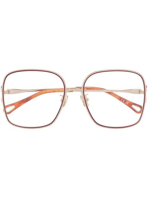 Chloé Oversized Square Frame Glasses Gold Editorialist