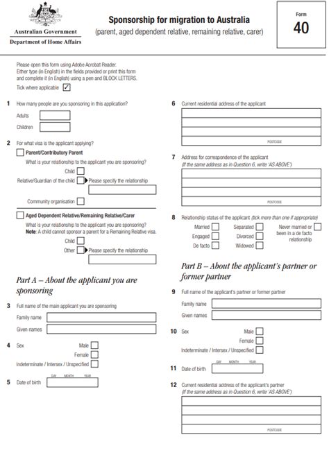 Sponsor Migration To Australia Form