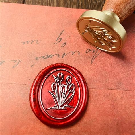 Tulip Wax Stamp Wax Seal Stamp Retro Stamps With Handle Wax Etsy