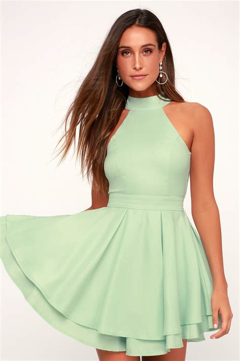 Cute Mint Green Dress Skater Dress Backless Dress Lulus