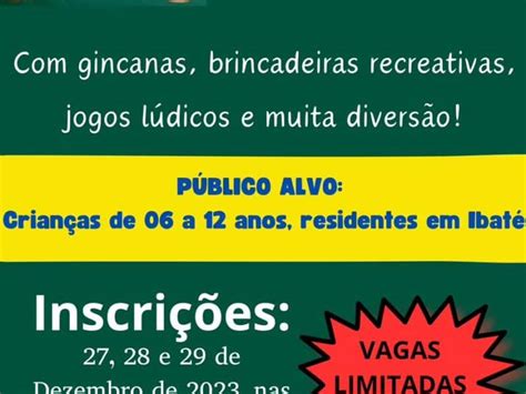 Prefeitura Abre Inscrições Para “projeto Ibaté Em Férias” A Partir