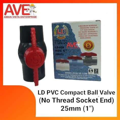 Ld Pvc Compact Ball Valve No Thread Socket Ends Mm