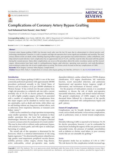 (PDF) Complications of Coronary Artery Bypass Grafting