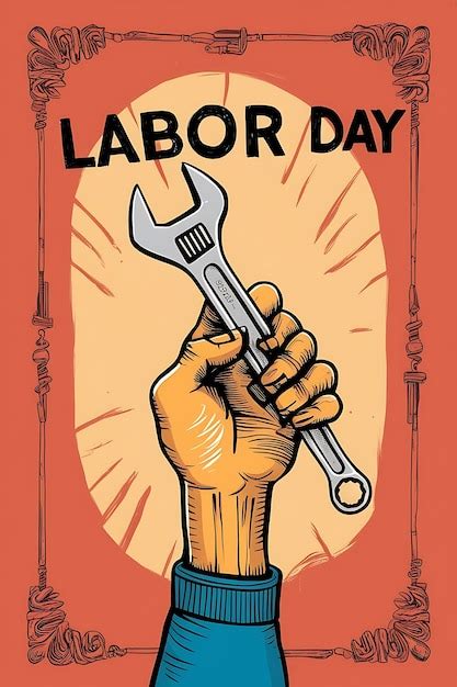 Labor Day Hand Holding Wrench Premium Ai Generated Image