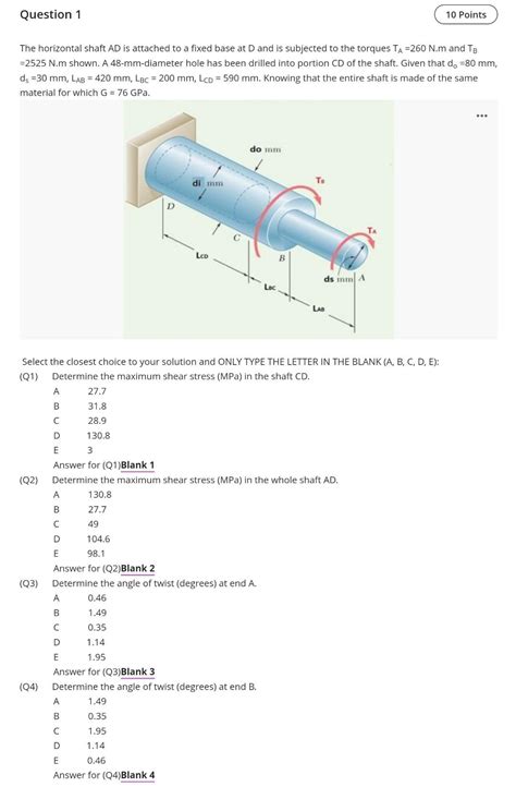 Solved The Horizontal Shaft AD Is Attached To A Fixed Base Chegg