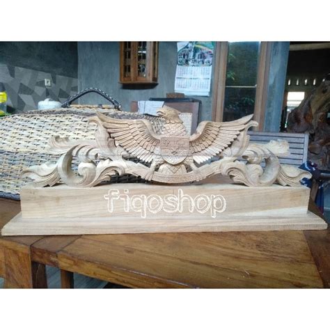 Jual Papan Nama Meja Kantor Burung Garuda Kayu Jati Furniture Jepara