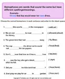 Homonyms And Homophones Worksheets Turtle Diary