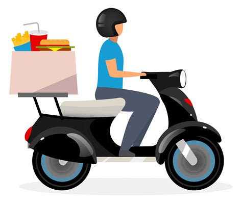 Fast Food Delivery Service Flat Vector Illustration Motorcyclist