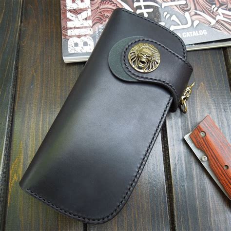 Handmade Leather Biker Wallet Mens Cool Chain Wallet Trucker Wallet Wi