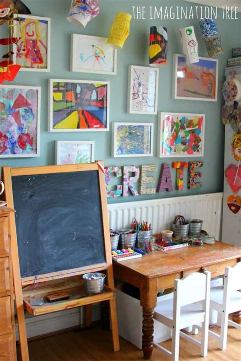 Kid's Art Display Ideas - A girl and a glue gun