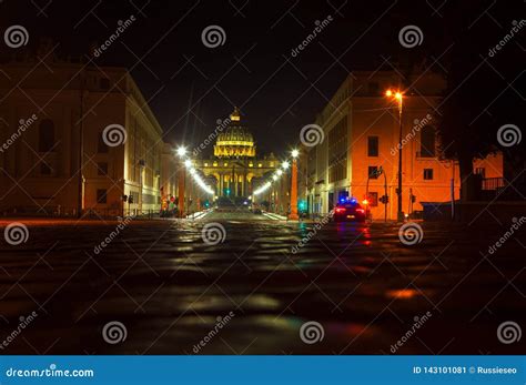 Night street in Vatican stock image. Image of architecture - 143101081