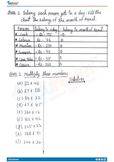 Cbse Class 5 Math Ways To Multiply And Divide Worksheet With Solutions