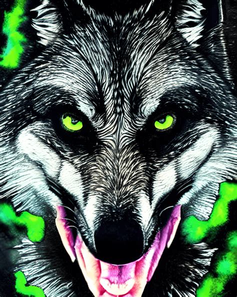 Black Wolf Green Eyes