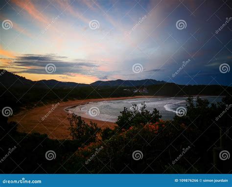 Sunset Close Banana Beach Gold Coast Australia Stock Photo - Image of ...