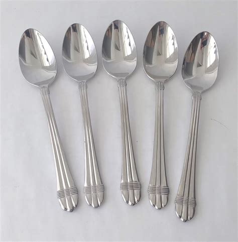 5 Hampton Silversmiths ODYSSEY Stainless 18 10 Glossy Soup Spoons EBay