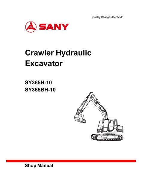 Sany Sy H Sy Bh Excavator Pdf Shop Manual