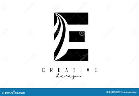 Black Letter E Logo with Leading Lines and Road Concept Design. Letter ...