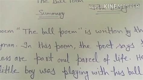 Class 10th The Ball Poem Summary By Sandeep Sharma S V M Rahara Karnal Youtube