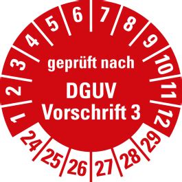 Prüfplakette geprüft nach DGUV Vorschrift 3 24 29 rot Ø 30 mm