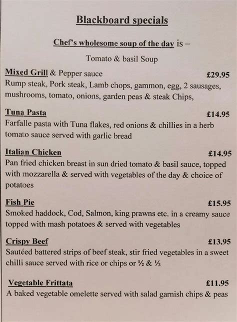 Menu At Four Crosses Inn Pub And Bar Menai Bridge Four Crosses Pentraeth Road