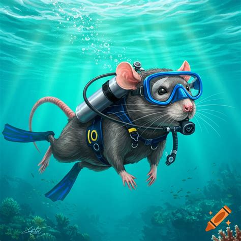 Illustration of a person in scuba gear swimming underwater among fish ...