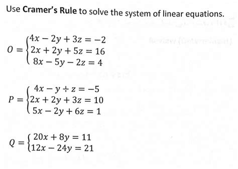 Solved Use Cramers Rule To Solve The System Of Linear