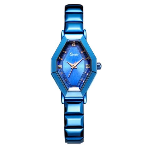 Longbo Diamante Geometric Pol Gono Dial A O Inoxidvel Estrelado Belt