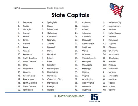 State Capitals Worksheets 15