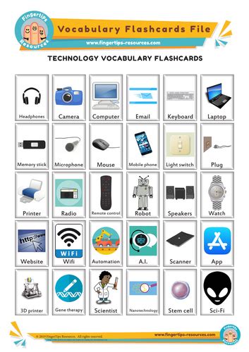 Technology Vocabulary Flashcards Teaching Resources