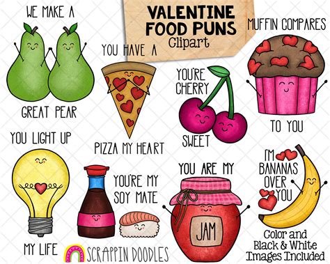 Valentine Food Puns ClipArt - Valentines Day Graphics - Commercial Use ...