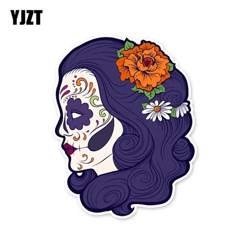 YJZT 10 4CM 13 4CM Car Styling Sugar Skull Head Decal Car Sticker PVC