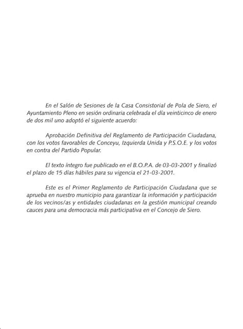 PDF Reglamento de participación ciudadana Siero Title Reglamento