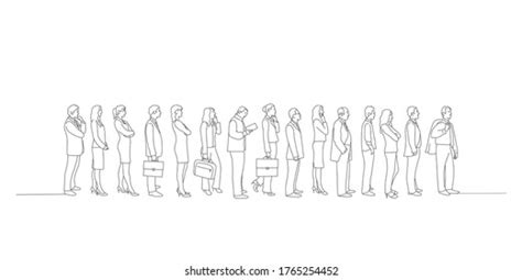 Business People Standing Row Line Drawing Stock Vector (Royalty Free ...