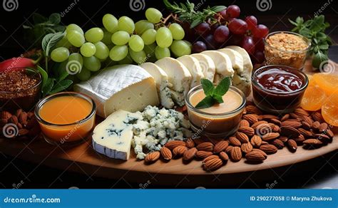 Cheese Plate with Different Types of Fermented Milk Products Stock Illustration - Illustration ...