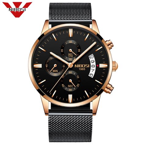 Nibosi Mens Watches Brand Luxury Men Military Sport Luminous Wristwatch Male Leather Quartz